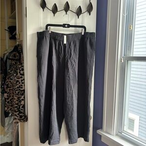 Madewell Plus Full-Length Pull-On Double Gauze Amanza Pants Black Coal